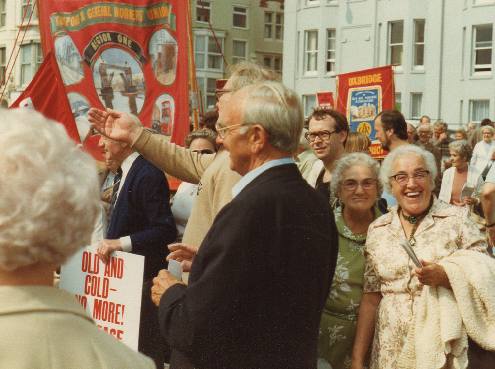 Jack Jones at a Pensioners' rally in Brighton 1983
